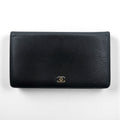 CHANEL Seburga Caviar Skin Long Wallet Black Leather Coco Mark A68706 Made in France