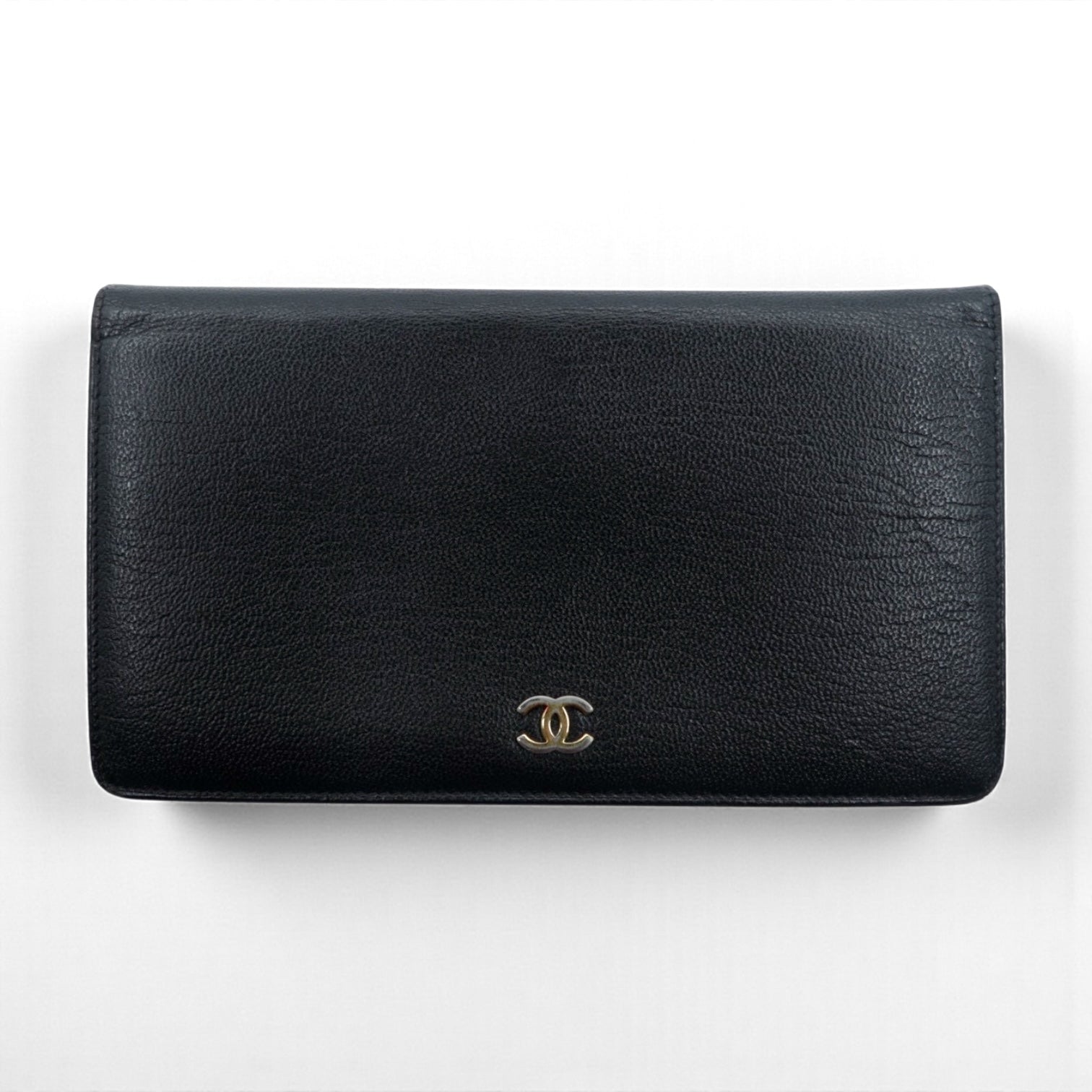 CHANEL Seburga Caviar Skin Long Wallet Black Leather Coco Mark A68706 Made in France