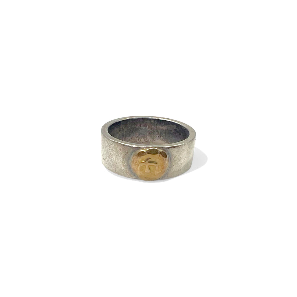 日本然リトテ-古着オンライン-goro's 平打ち リング 指輪 19号 シルバー ゴールド イーグル 金 メタル-goro's flat ring US size #9.5 silver gold eagle gold metal