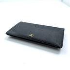 CHANEL Seburga Caviar Skin Long Wallet Black Leather Coco Mark A68706 Made in France