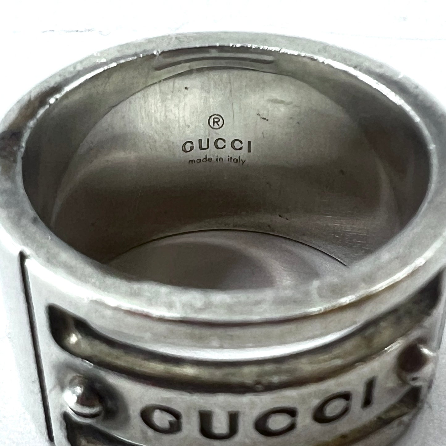 GUCCI 90's Vintage Gucci Logo Band Ring Ring 13 Silver 925 Tom