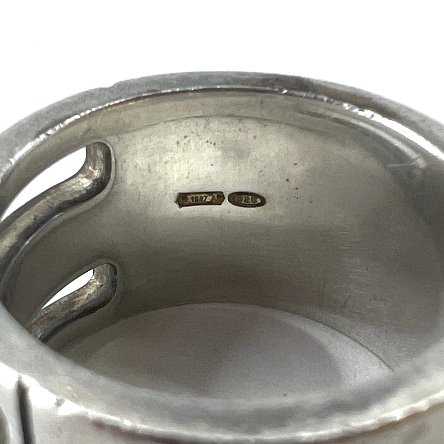 GUCCI 90's Vintage Gucci Logo Band Ring Ring 13 Silver 925 Tom Ford Made  Made