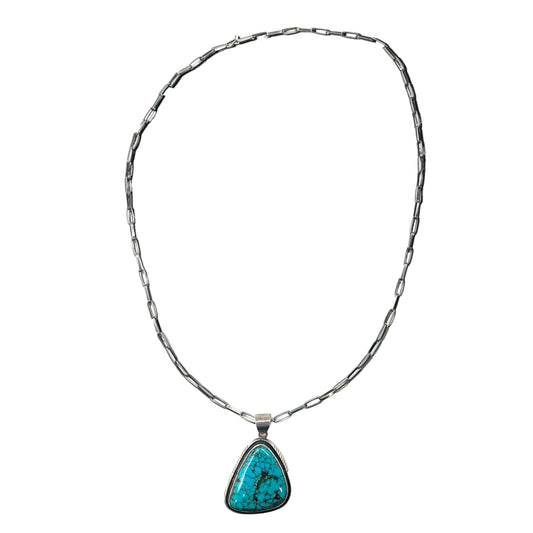 日本然リトテ-古着オンライン-Navajo Vintage Indian Jewelry Turquoise Necklace ナバホ族 インディアンジュエリー ネックレス ローンマウンテン ターコイズ シルバー SILVER 925-Navajo Vintage Indian Jewelry Turquoise Necklace Navaho Indian Jewelry Loan Mountain Turquoise Silver 925