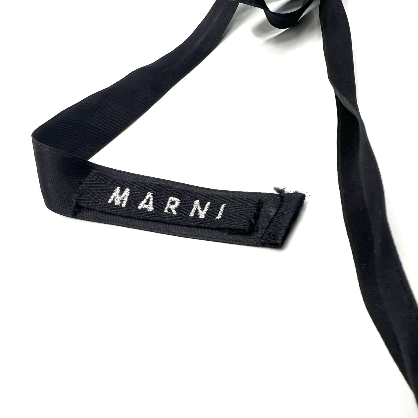 MARNI リボン ネックレス ストーン チョーカー ペンダント ブラウン オレンジ