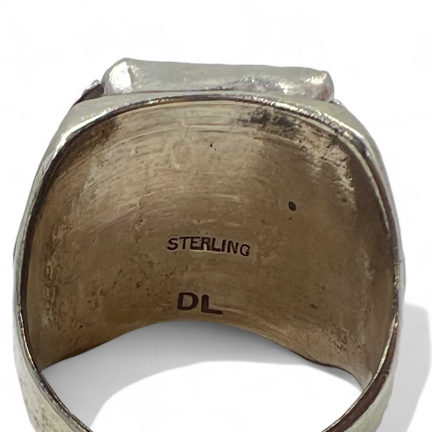Vintage Indian Ring Onyx ナバホ族 NAVAJO インディアンジュエリー リング 19号 レクタンギュラー Sterling シルバー ブラック オニキス DL刻印