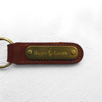 RALPH LAUREN USA made leather key ring key holder brown metal plate unused