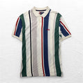CHAPS RALPH LAUREN 90s Multi-stripe Polo Shirt L White One-point logo embroidery