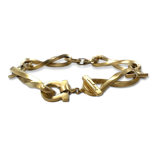 日本然リトテ-古着オンライン-Salvatore Ferragamo イタリア製 ガンチーニ ブレスレット チェーン ゴールド メタル-Salvatore Ferragamo Italy Made Gancini Bracelet Chain Gold Metal