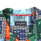 LUNA'S HELLO Bandana Patchwork Short Sleeve Open Collar Shirt, Size XL, Multicolor, All-Over Print