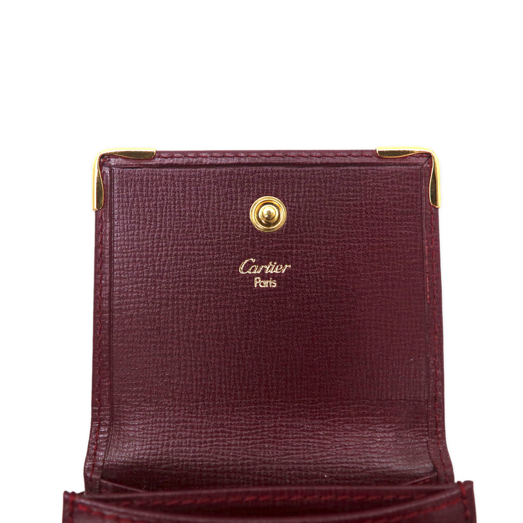 Cartier Mustline Coin Case Coin Purse Bordeaux Leather Made in France