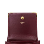 Cartier Mustline Coin Case Coin Purse Bordeaux Leather Made in France
