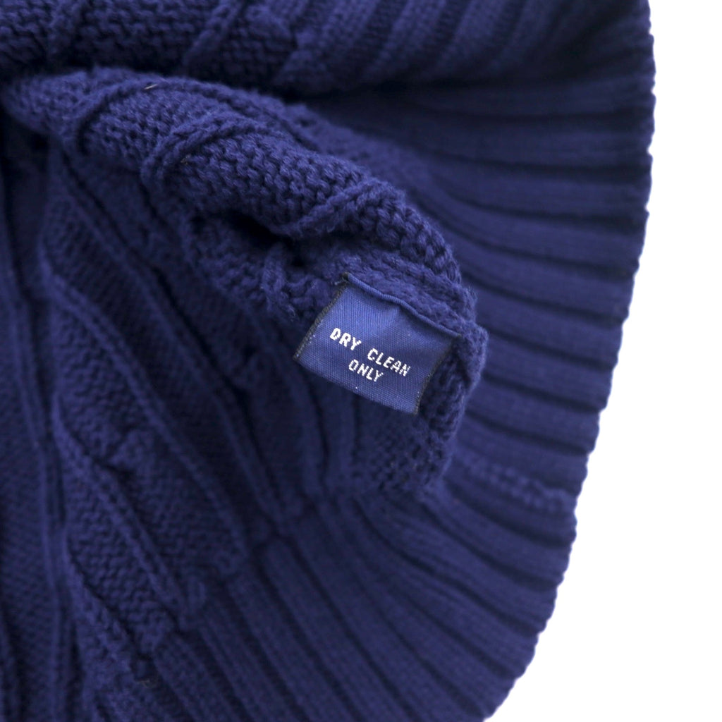 POLO GOLF RALPH LAUREN 90年代 クルーネック ケーブルニット セーター L ネイビー コットン ワンポイント 刺繍