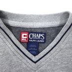 CHAPS RALPH LAUREN 90年代 Vネック ロングスリーブ Tシャツ ロンT L グレー コットン ワンポイントロゴ刺繍