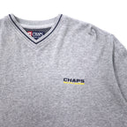 CHAPS RALPH LAUREN 90年代 Vネック ロングスリーブ Tシャツ ロンT L グレー コットン ワンポイントロゴ刺繍
