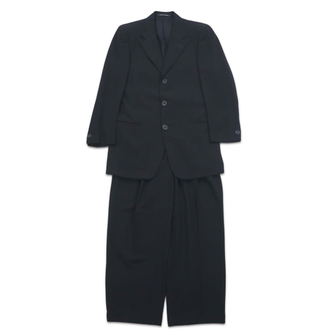 GIANNI VERSACE Made in Italy Oversized 3B Suit Set M Black Wool Medusa All-over Lining Wide Slacks COUTURE