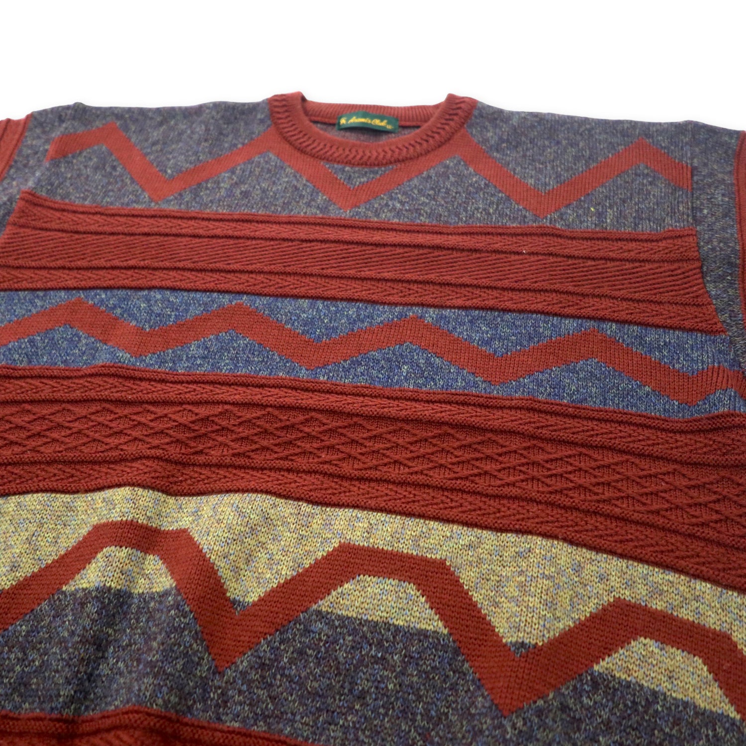 ARAMIS CLUB Alan Knit Sweater LL Brown Patterned 3D Wool Big Size Japan MADE
