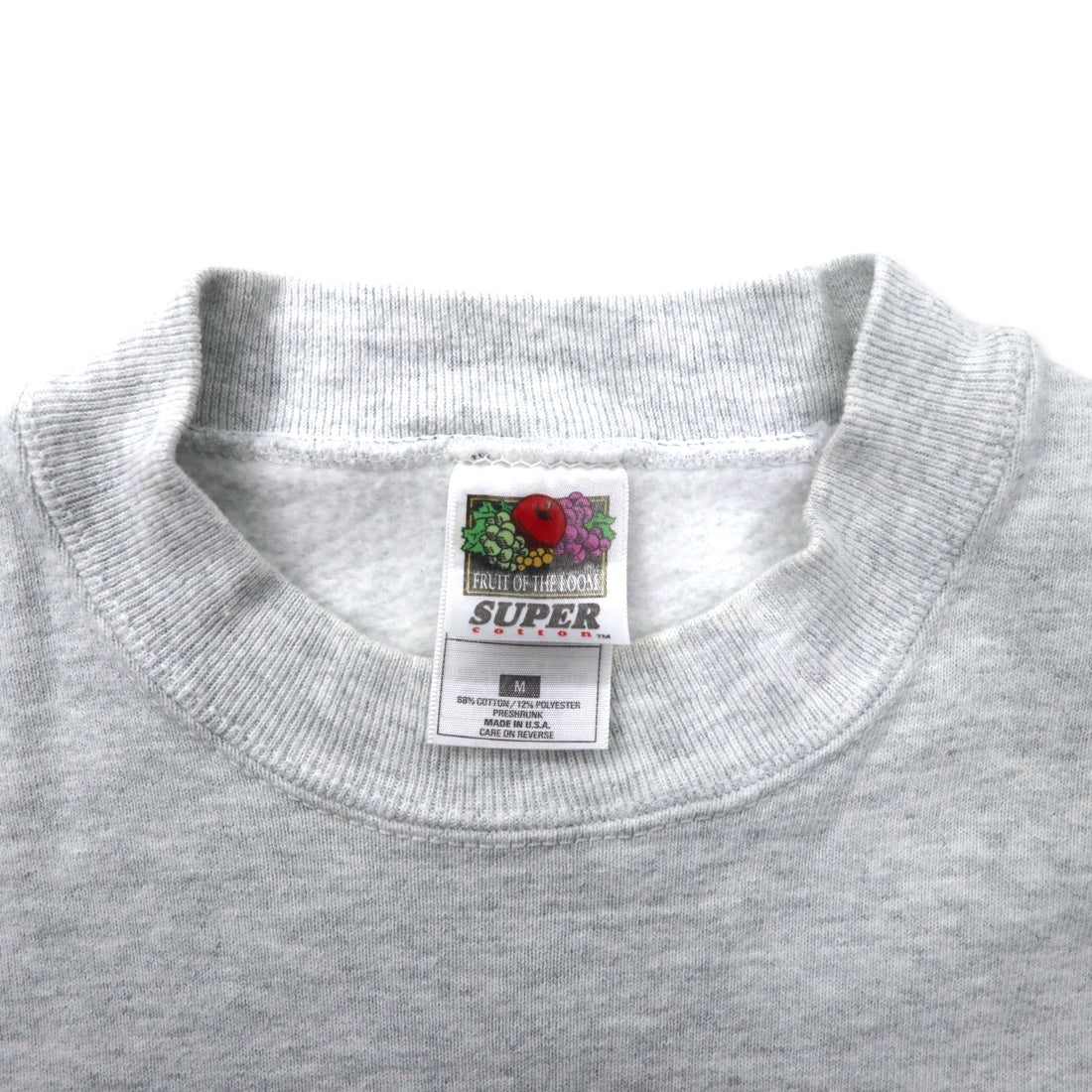 FRUIT OF THE LOOM Made in USA 90's SUPER COTTON Hockey Print Sweat M Gray Cotton Brushed Back CHASKA HOCKEY