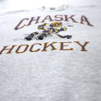 FRUIT OF THE LOOM Made in USA 90's SUPER COTTON Hockey Print Sweat M Gray Cotton Brushed Back CHASKA HOCKEY