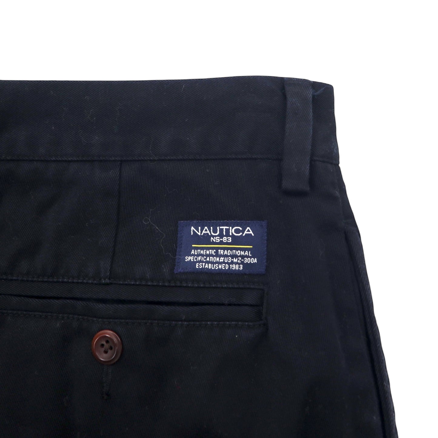 NAUTICA 00年代 タック ワイド チノパンツ 33 ブラック コットン CLASSIC FIT クラシックフィット