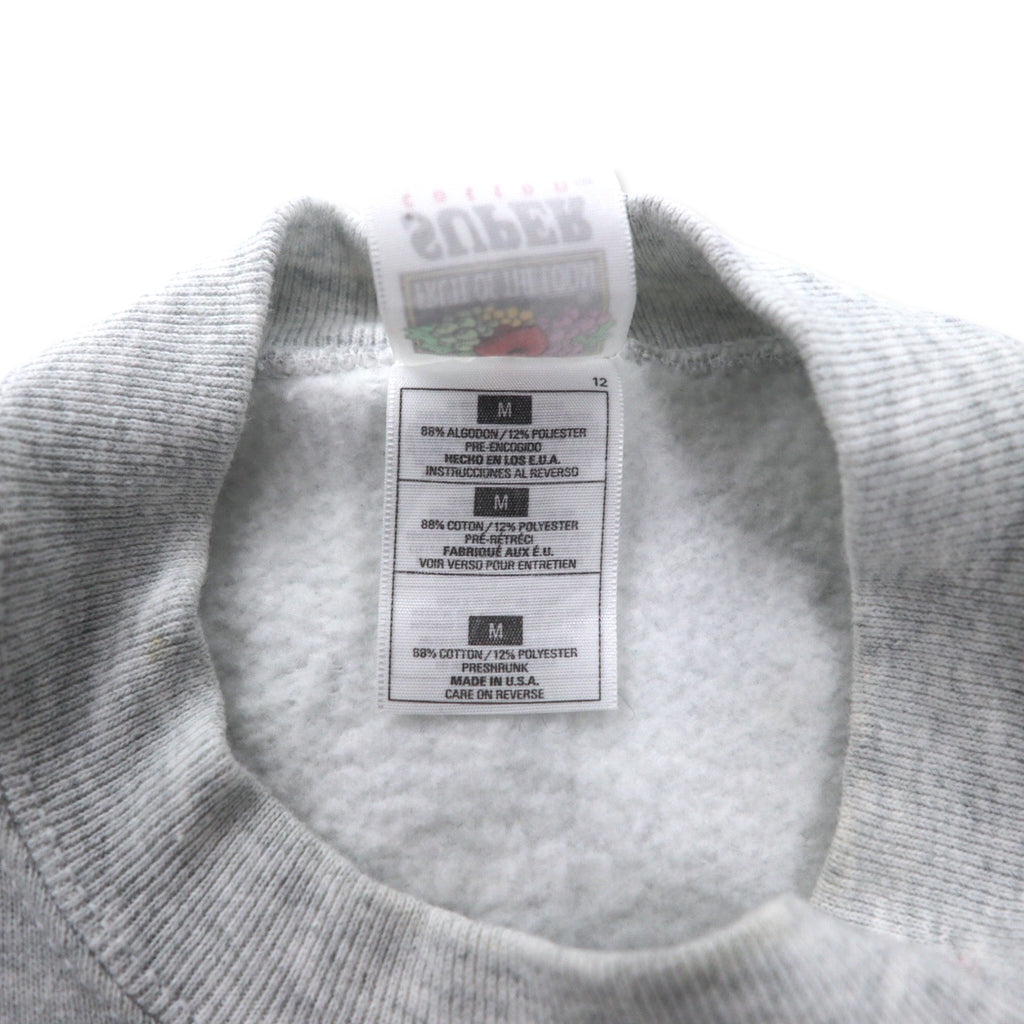 FRUIT OF THE LOOM Made in USA 90's SUPER COTTON Hockey Print Sweat M Gray Cotton Brushed Back CHASKA HOCKEY