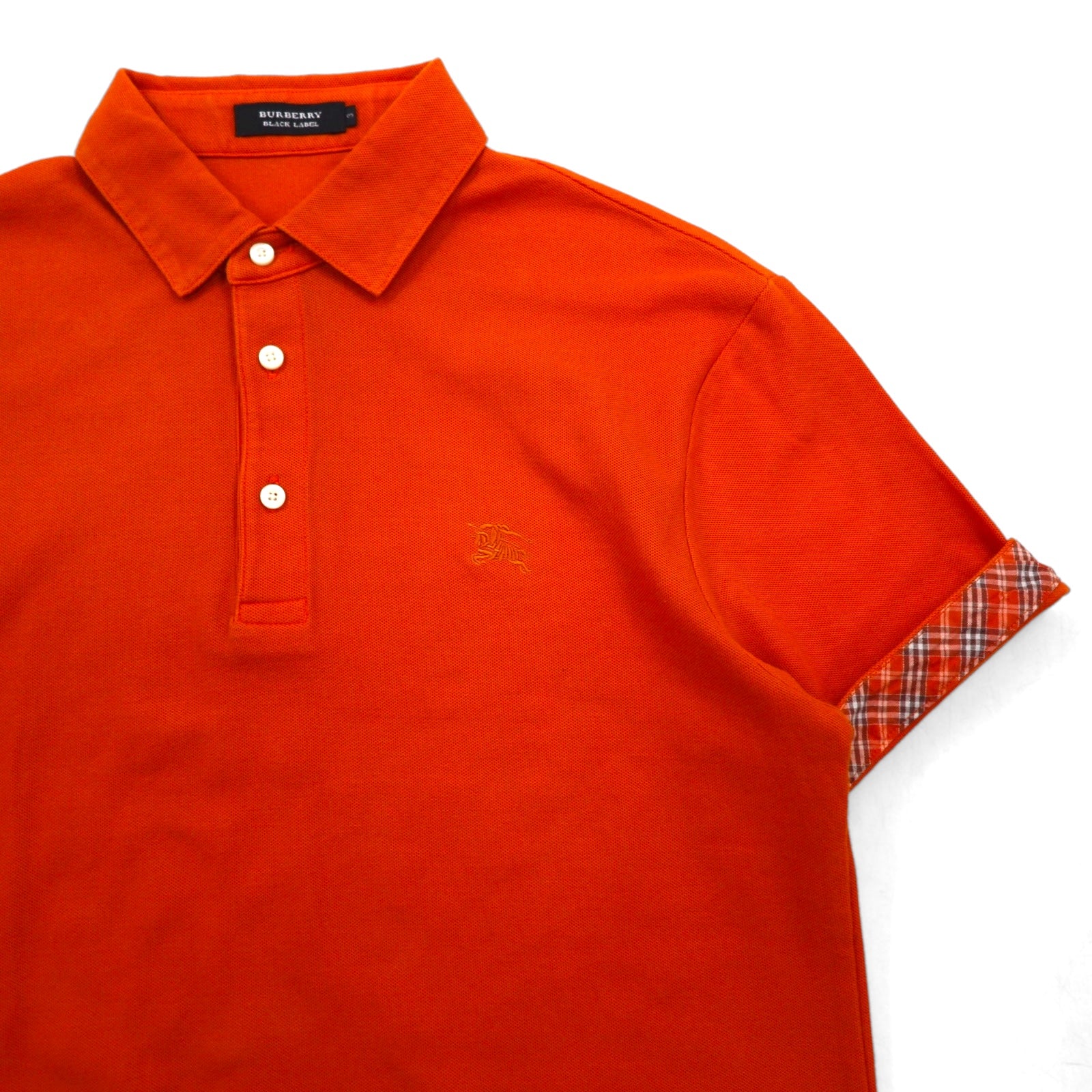 BURBERRY BLACK LABEL ポロシャツ L オレンジ コットン 鹿の子