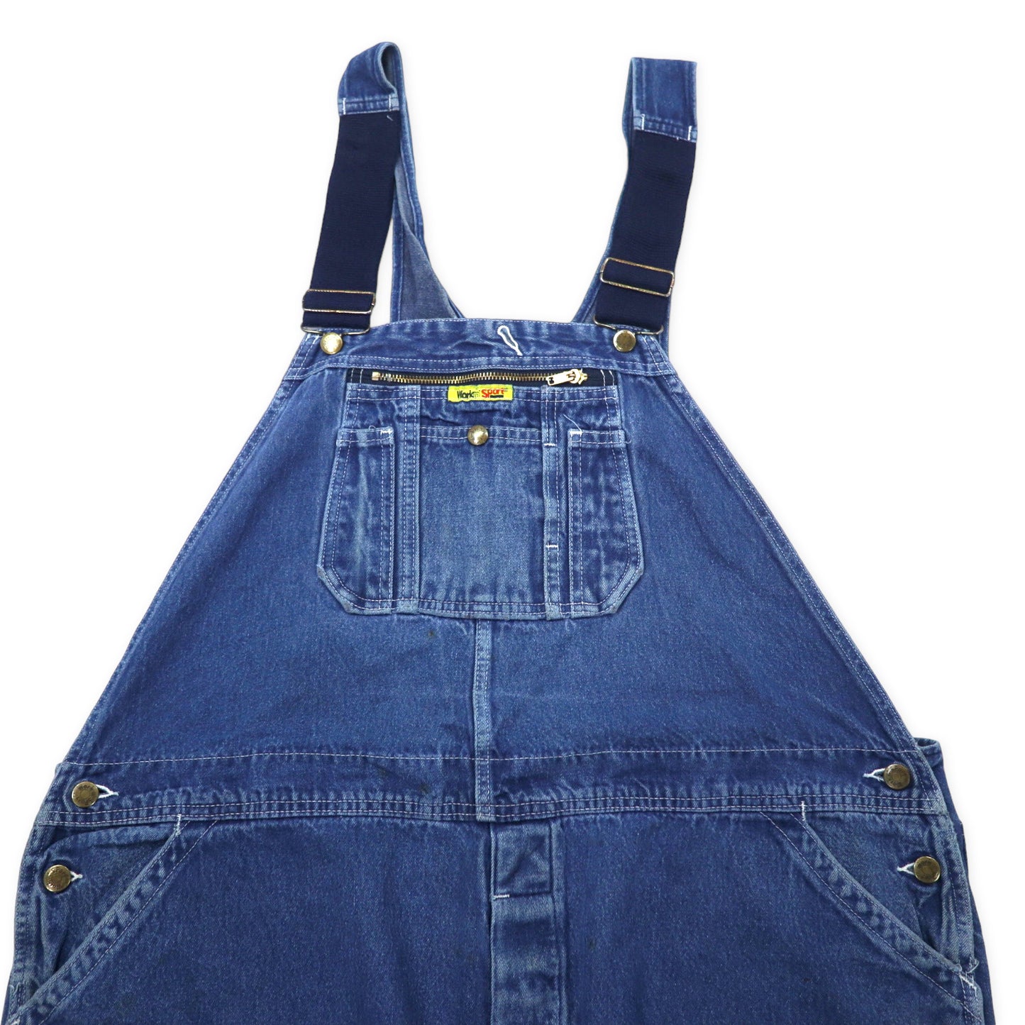 WORKN SPORT USA MADE 80s Denim Overall 48 Blue Cotton Donut button 