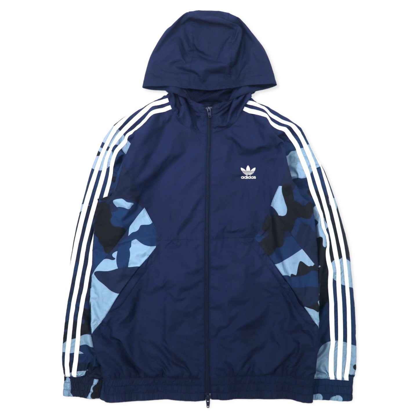 adidas originals Shell Hoodie Windbreaker L Navy camouflage Polyester  Double Zip Trefoil Logo 3 Striped S DX3660 – 日本然リトテ