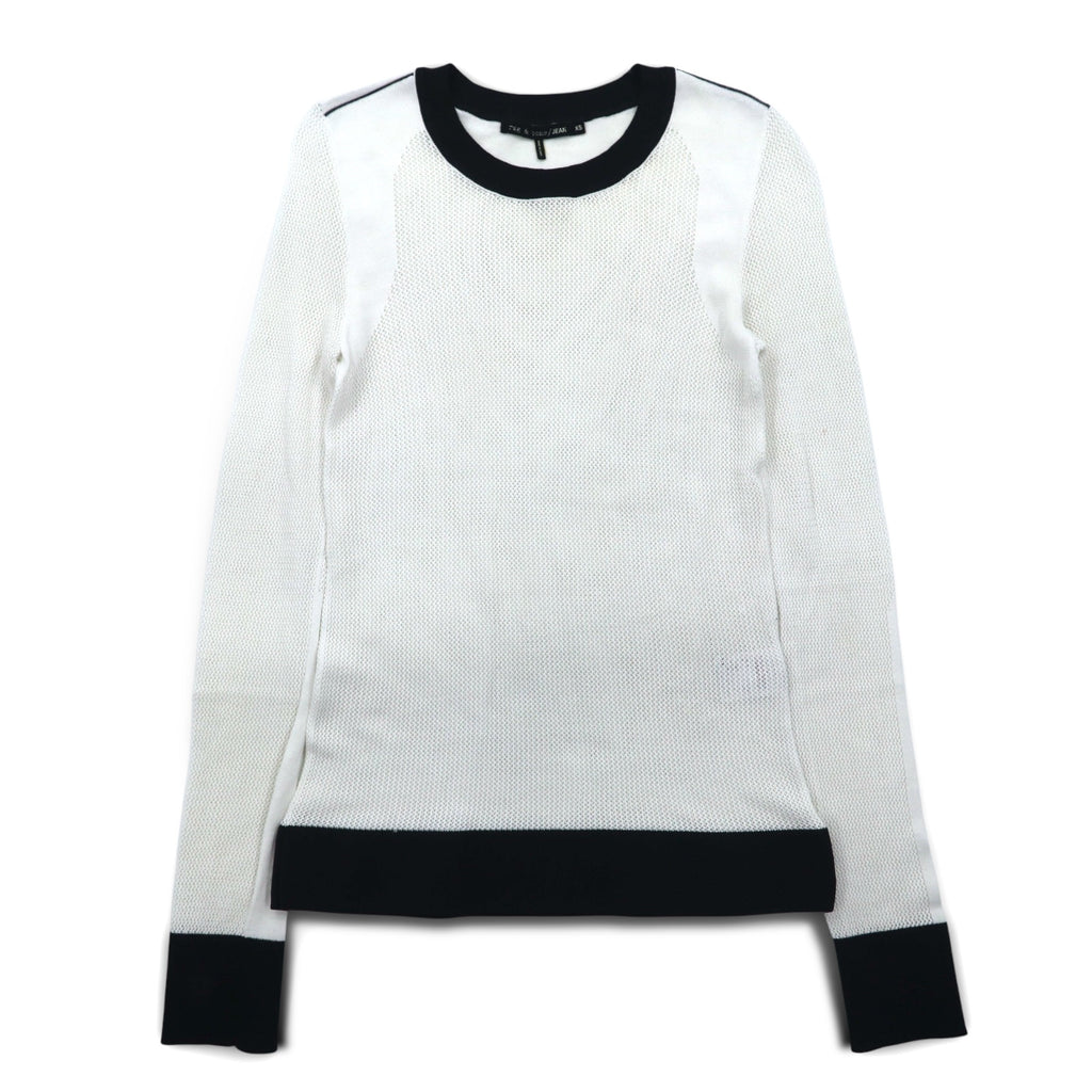 rag & bone / JEAN メッシュ ロングスリーブTシャツ ロンT XS ホワイト コットン レーヨン
