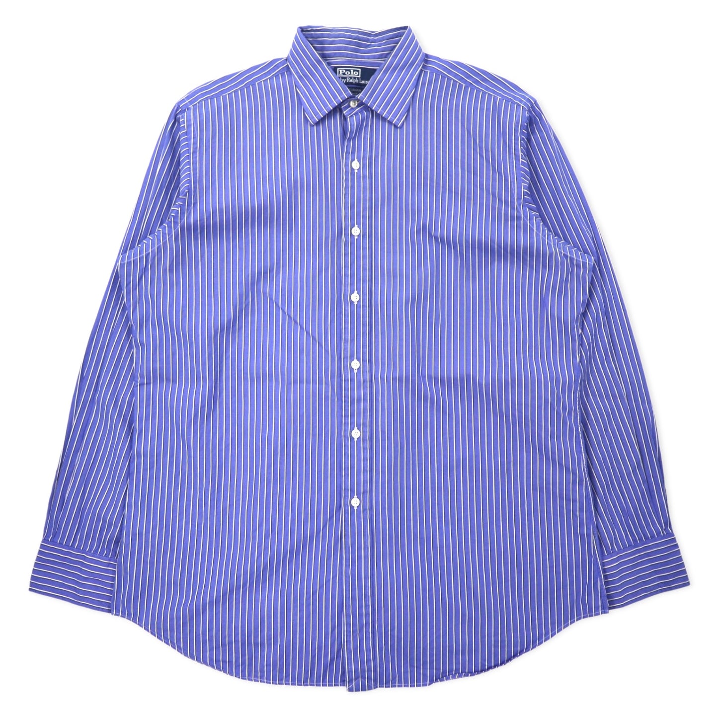 日本然リトテ-古着オンライン-Polo by Ralph Lauren ドレスシャツ L ブルー ストライプ コットン CLASSIC FIT 襟芯 CURHAM-Polo by Ralph Lauren Dress Shirt L Blue Striped Cotton CLASSIC FIT Collar Core CURHAM