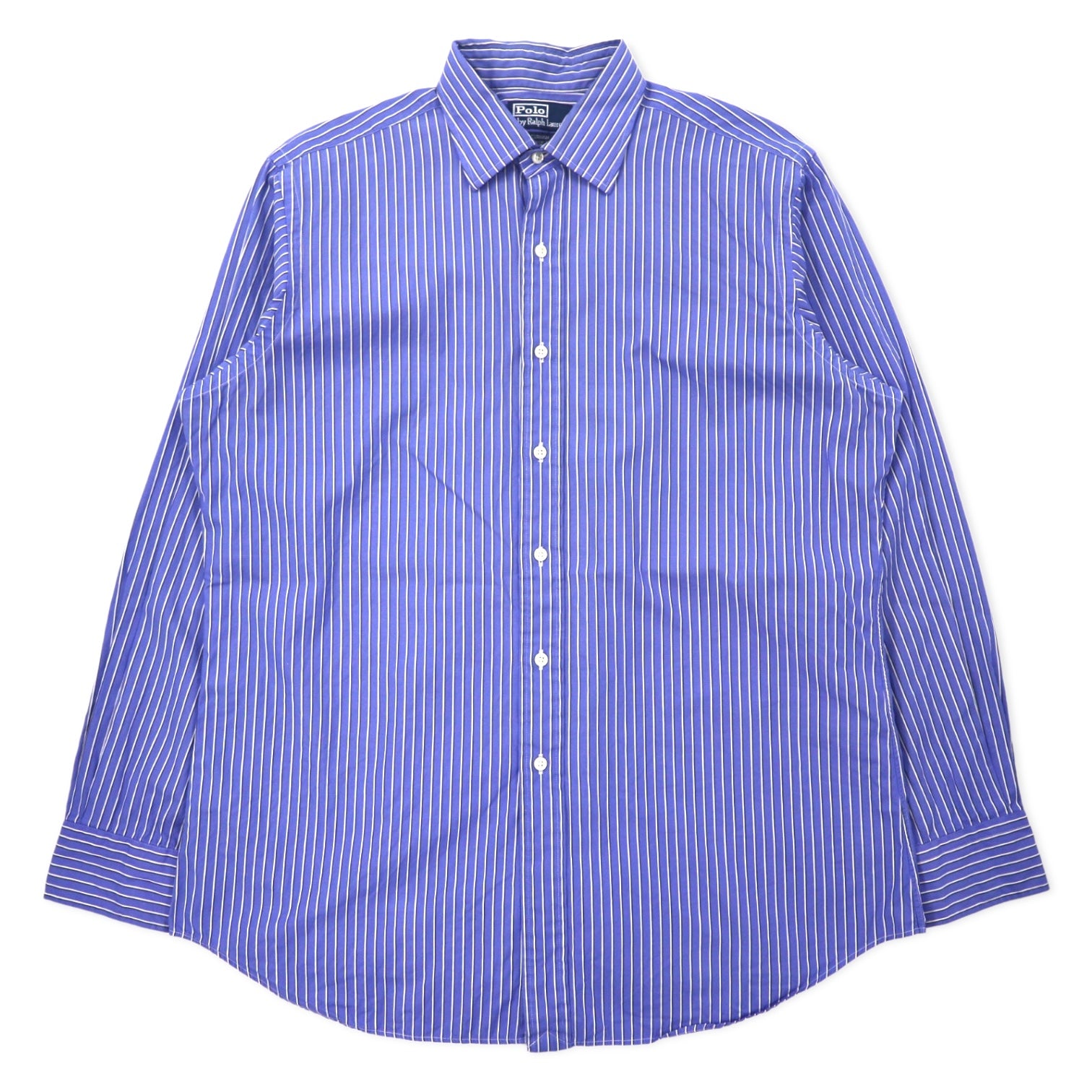 日本然リトテ-古着オンライン-Polo by Ralph Lauren ドレスシャツ L ブルー ストライプ コットン CLASSIC FIT 襟芯 CURHAM-Polo by Ralph Lauren Dress Shirt L Blue Striped Cotton CLASSIC FIT Collar Core CURHAM
