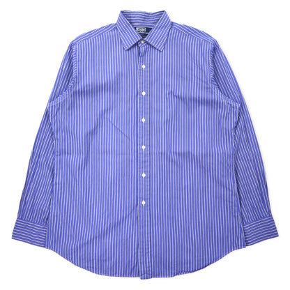 日本然リトテ-古着オンライン-Polo by Ralph Lauren ドレスシャツ L ブルー ストライプ コットン CLASSIC FIT 襟芯 CURHAM-Polo by Ralph Lauren Dress Shirt L Blue Striped Cotton CLASSIC FIT Collar Core CURHAM
