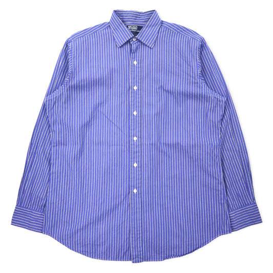 日本然リトテ-古着オンライン-Polo by Ralph Lauren ドレスシャツ L ブルー ストライプ コットン CLASSIC FIT 襟芯 CURHAM-Polo by Ralph Lauren Dress Shirt L Blue Striped Cotton CLASSIC FIT Collar Core CURHAM