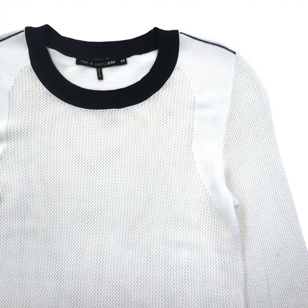 rag & bone / JEAN メッシュ ロングスリーブTシャツ ロンT XS ホワイト コットン レーヨン