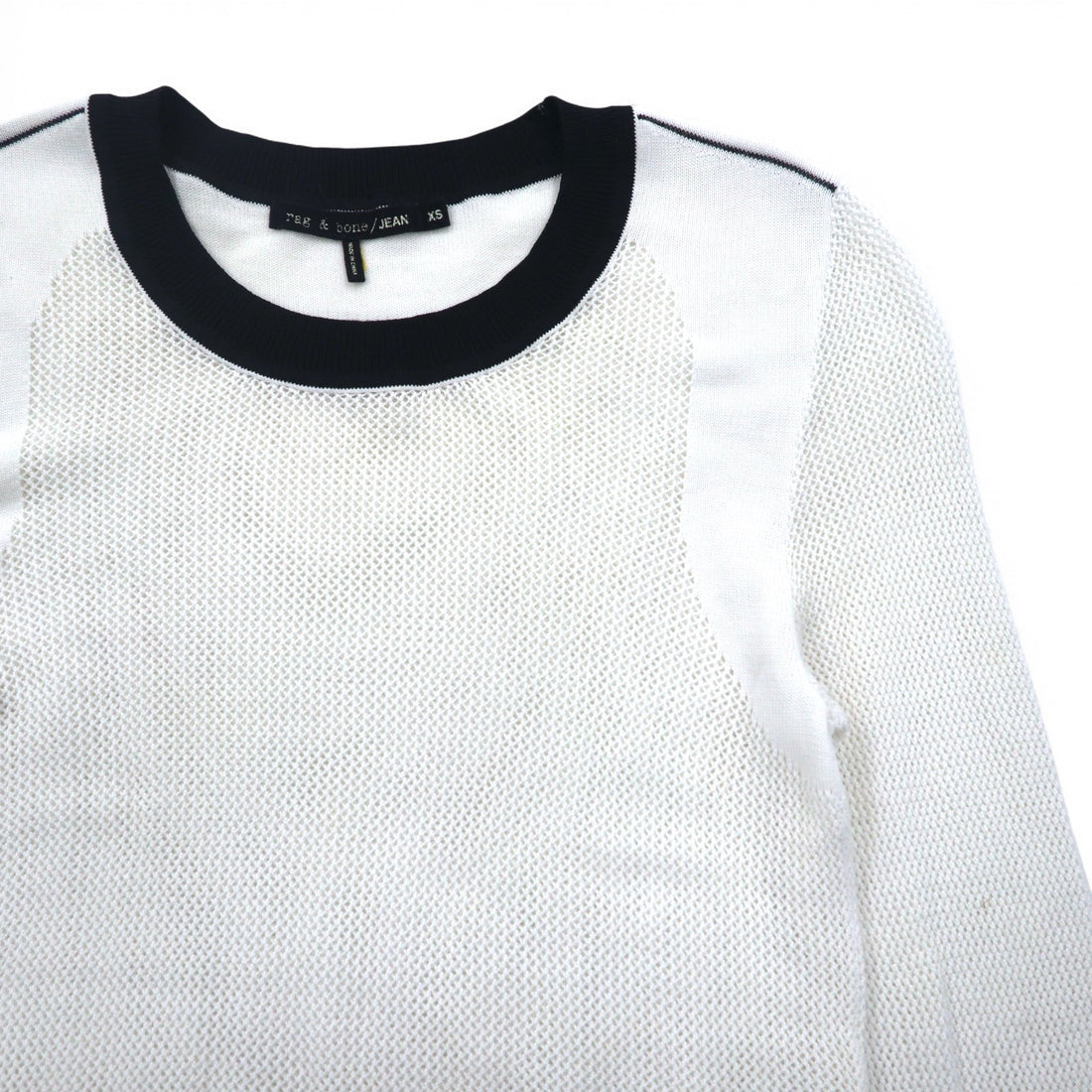 rag & bone / JEAN メッシュ ロングスリーブTシャツ ロンT XS ホワイト コットン レーヨン