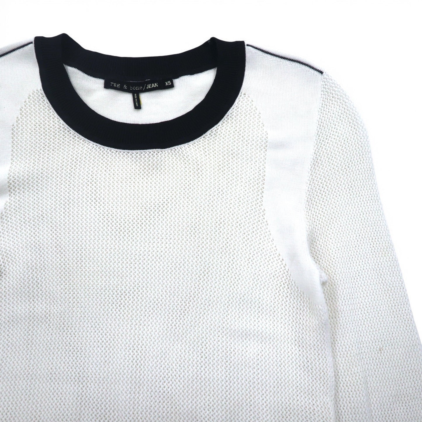 rag & bone / JEAN メッシュ ロングスリーブTシャツ ロンT XS ホワイト コットン レーヨン