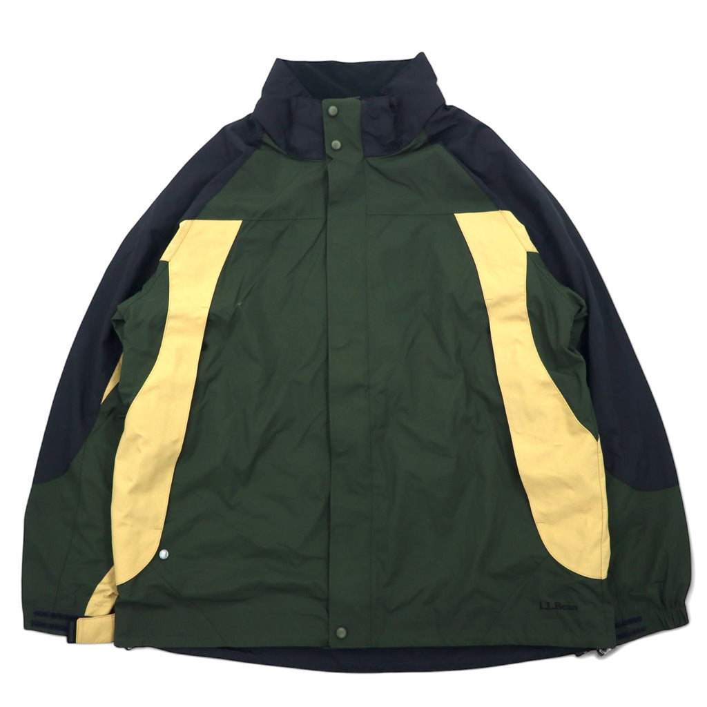 日本然リトテ-古着オンライン-L.L.Bean 90年代 マウンテンパーカー XL カーキ ナイロン 防水 ジップインジップ搭載 山タグ-L.L.Bean 90's Mountain Hoodie XL Khaki Nylon Waterproof Zip-in-Zip Mountain Tag