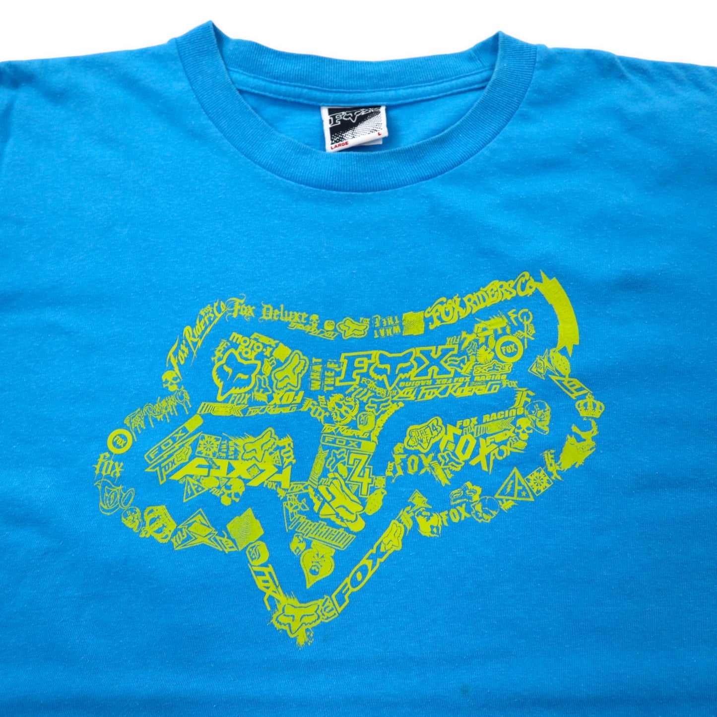 FOX RACING ロゴプリントTシャツ L ブルー コットン メキシコ製
