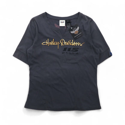 HARLEY DAVIDSON ロゴプリントTシャツ M グレー コットン 115周年記念モデル 未使用品