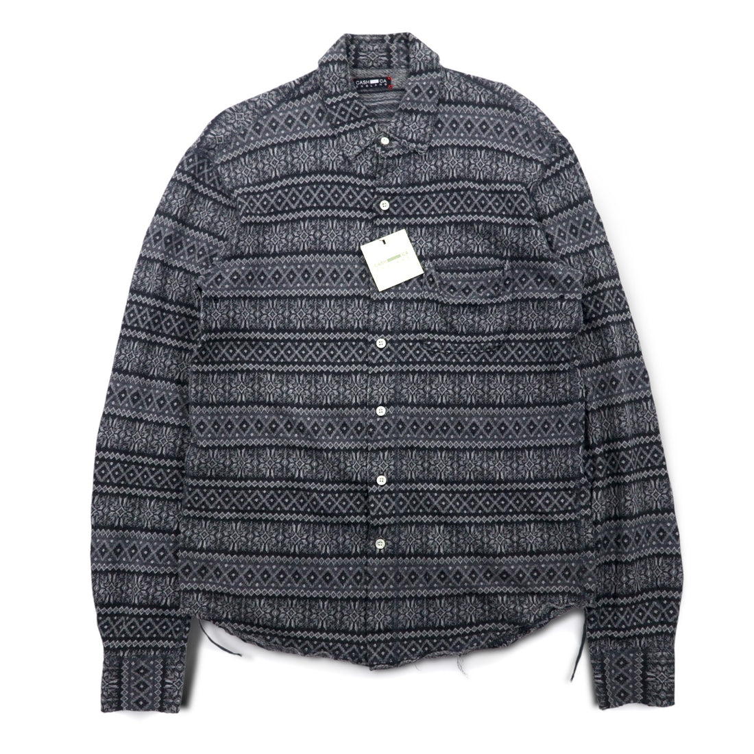 CASH CA Cut-off Shirt, Medium, Gray, All-over Pattern, Nordic, CAW11-SH0011, Made in Japan