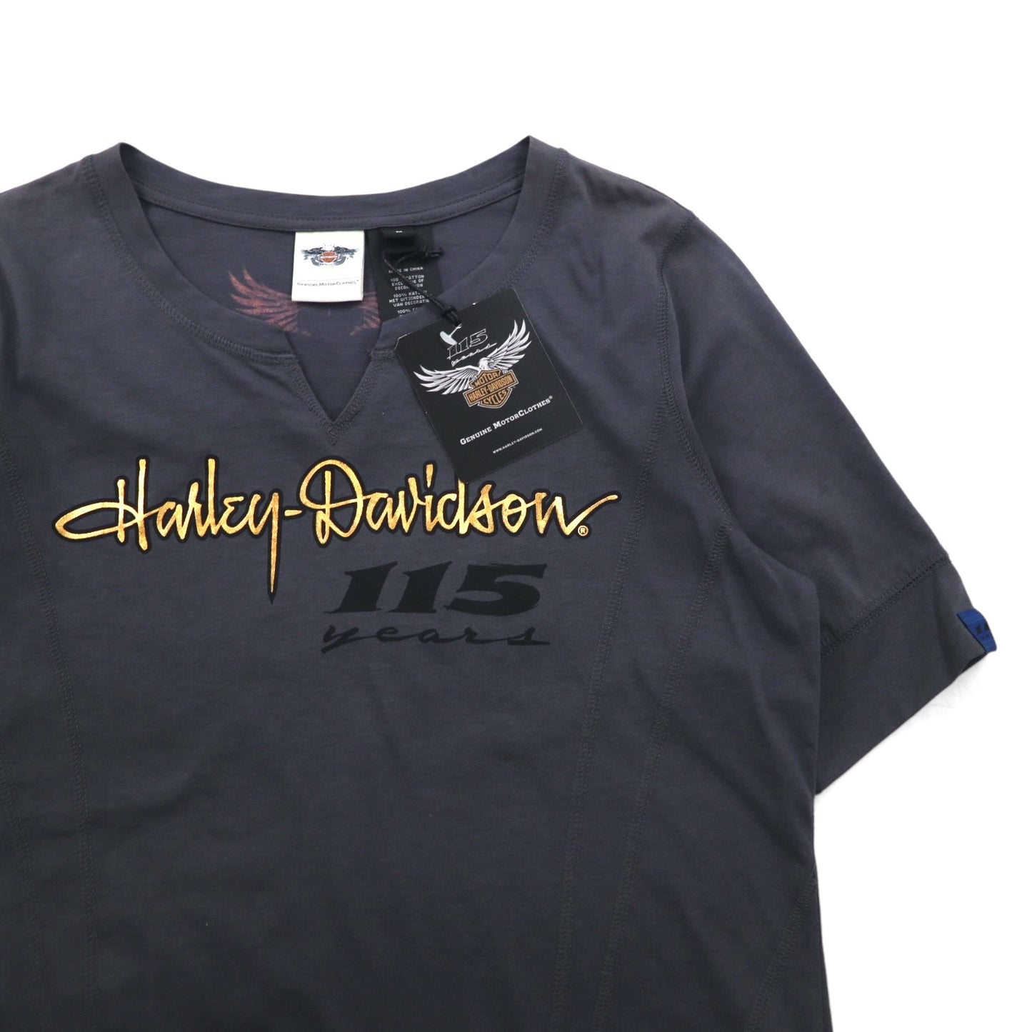 HARLEY DAVIDSON ロゴプリントTシャツ M グレー コットン 115周年記念モデル 未使用品
