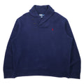 日本然リトテ-古着オンライン-Polo by Ralph Lauren ショールカラー スウェット XL ネイビー コットン スモールポニー刺繍-Polo by Ralph Lauren Shawl Collar Sweatshirt XL Navy Cotton Small Pony Embroidery