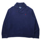 日本然リトテ-古着オンライン-Polo by Ralph Lauren ショールカラー スウェット XL ネイビー コットン スモールポニー刺繍-Polo by Ralph Lauren Shawl Collar Sweatshirt XL Navy Cotton Small Pony Embroidery