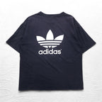 adidas 80年代 USA製 トレフォイル 両面プリント Tシャツ 2XL ブラック シングルステッチ ビッグサイズ