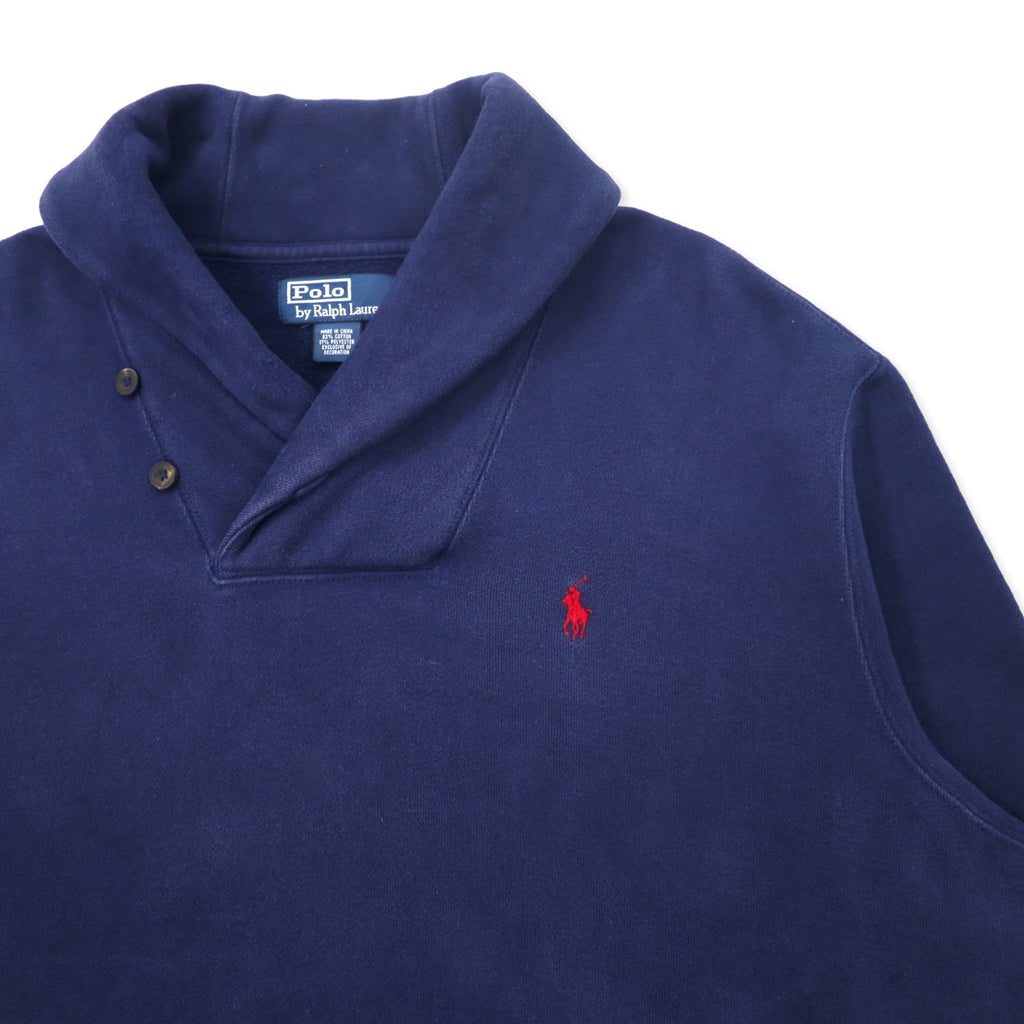 Polo by Ralph Lauren shawl collar sweatshirt, XL, navy, cotton, small pony embroidery