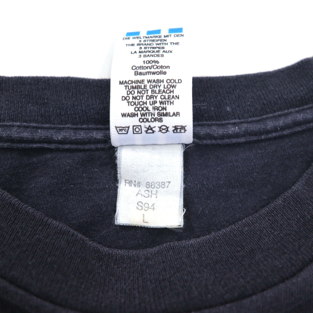 adidas 80年代 USA製 トレフォイル 両面プリント Tシャツ 2XL ブラック シングルステッチ ビッグサイズ