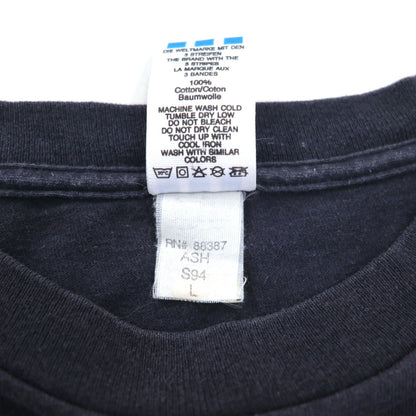 Adidas 80s USA Made Trefoil Double Sided Print T-Shirt 2XL Black Single Stitch Big Size