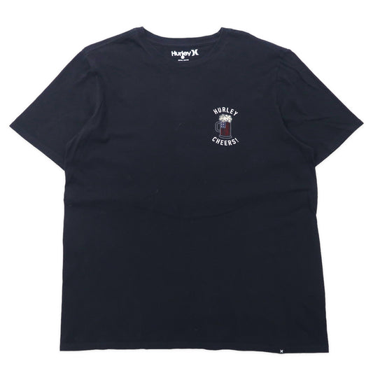 日本然リトテ-古着オンライン-Hurley ロゴプリントTシャツ L ブラック コットン CHEERS バックプリント-