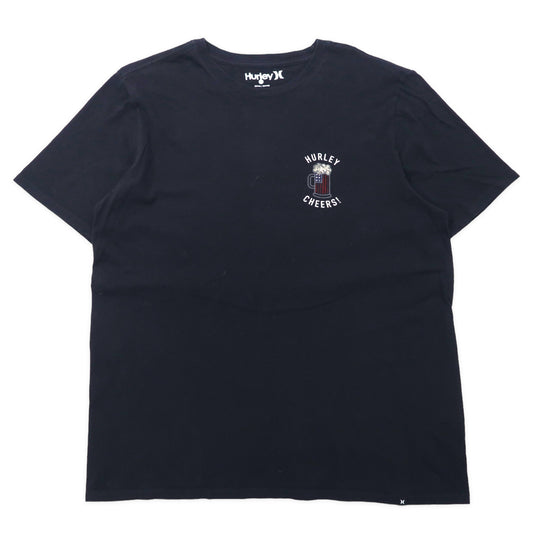 Hurley ロゴプリントTシャツ L ブラック コットン CHEERS バックプリント