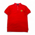 Burberry's USA-made vintage polo shirt, size S, red, cotton, pique with embroidered logo