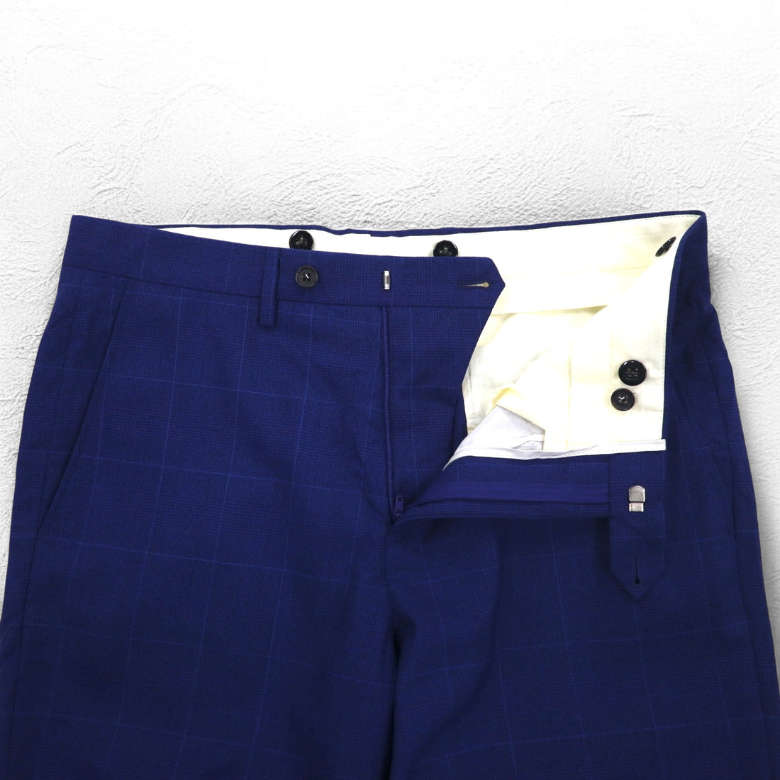 Brooks Brothers イタリア製 REGENT スラックスパンツ L ブルー チェック ウール 羊毛 サスペンダーボタン